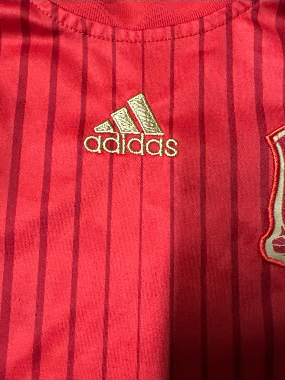 adidas Red Spain National Team Soccer Shirt with Gold Accents - Picture 3 of 7